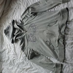 Sage long sleeve zippered Hoodie